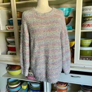 Lauren Conrad Shimmery Silver Eyelash Sparkle Sweater - Size XL
